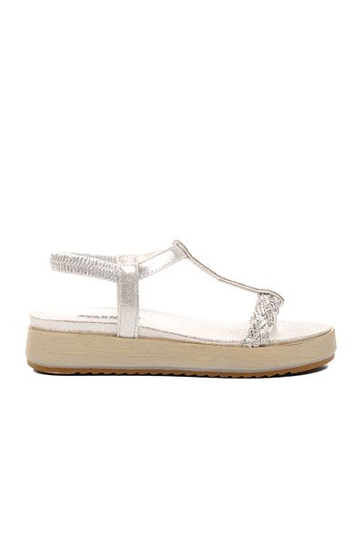 Aspor Silver Gray Women's Flat Sandals