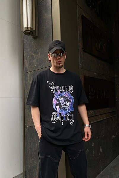 Jr.Crime Kurukafa Baskılı Oversize Tshirt T535