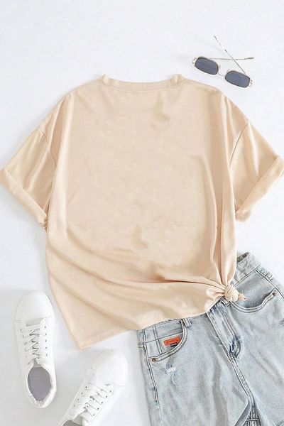 ciwi&life Μπλουζάκι Unisex Heart Printed Relaxed Cut Beige T-shirt