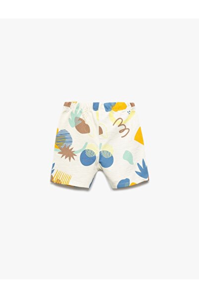 Koton Printed Cotton Shorts with Waist Ties 5SMB40003TK