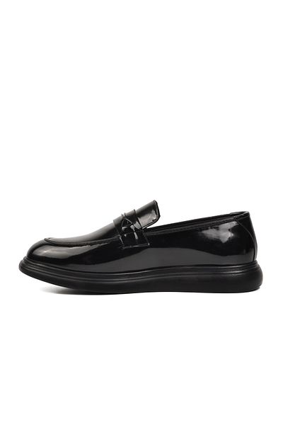 Aspor Black Patent Leather Men's Loafer Shoes