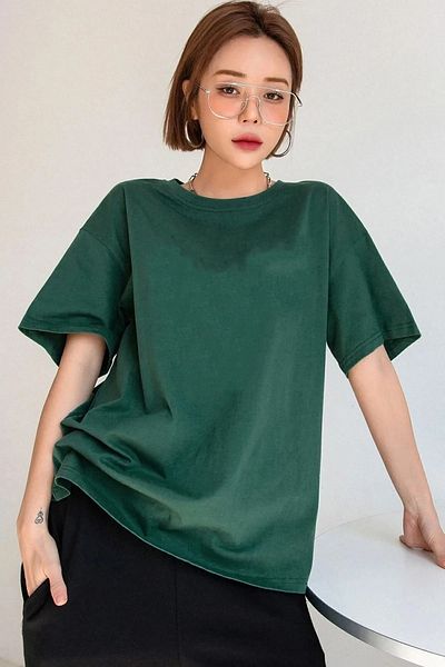 yueswear Πράσινο μπλουζάκι Unisex με στάμπα με χαλαρή εφαρμογή