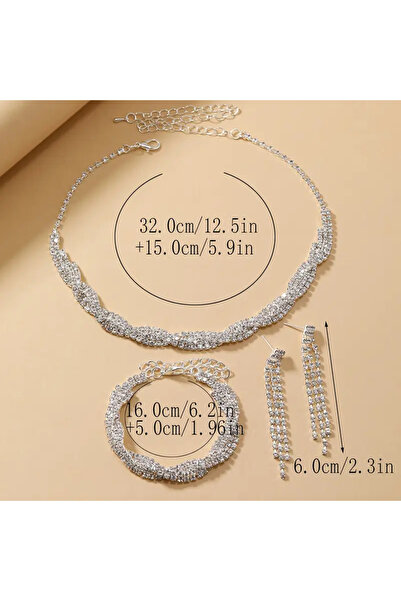 Monarque Silver Color 3 Piece Set Women's Gift Valentine's Gift Birthday Mother's Day Gift