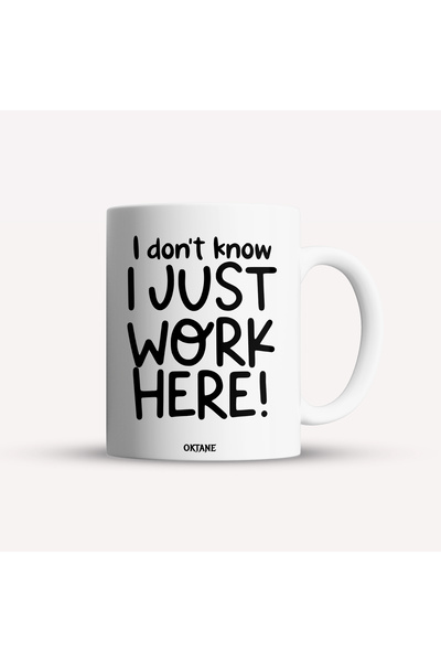 OEM Cană albă personalizată Nu știu. Doar lucrez aici!, INOVATIX®. 330 ml