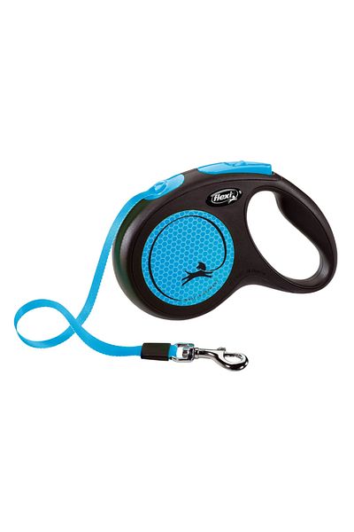 Flexi New Neon m Size Ribbon Leash Medium 5 Meters Automatic Ribbon Dog Extension Max 25kg Blue Ribbon