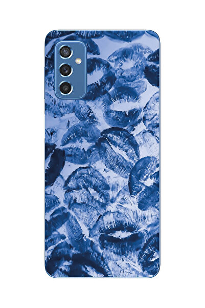 moonset Samsung Galaxy M52 Uyumlu Mavi Dudaklar Tasarımlı Baskılı Şeffaf Tele...