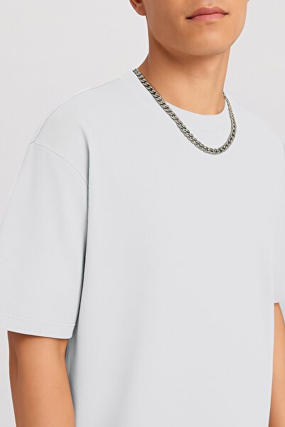 THE RULE Μπλουζάκι Unisex Oversize 100% βαμβακερό φαρδύ κομμένο με απαλή υφή Basic Crew Neck Ice Grey T-shirt RF0506