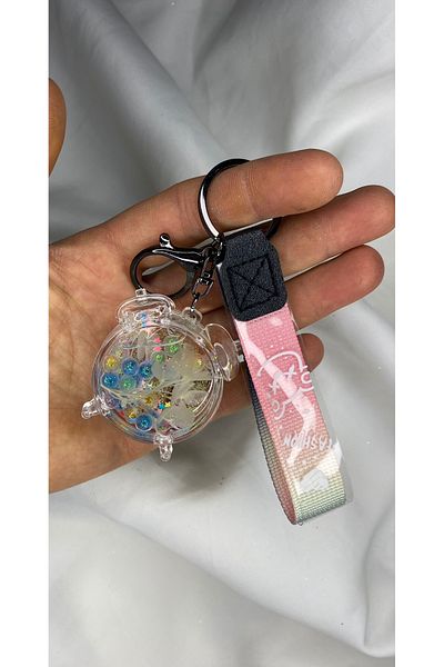 nss sky rock Alarm Clock Shaped Keychain and Bag Accessory Full of Liquid and Ornaments