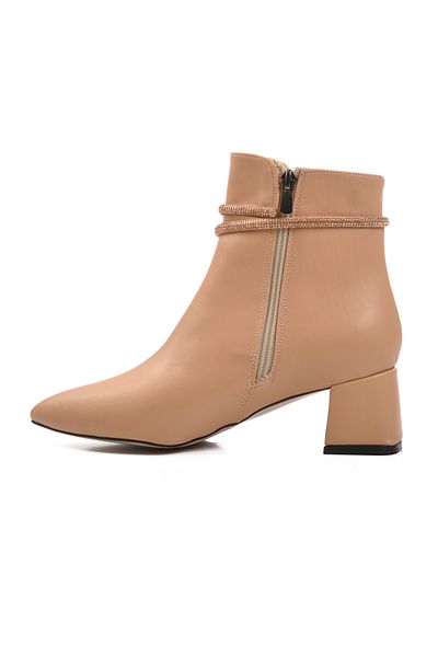 Aspor Nude Nut Polyurethane Women's Heeled Boots