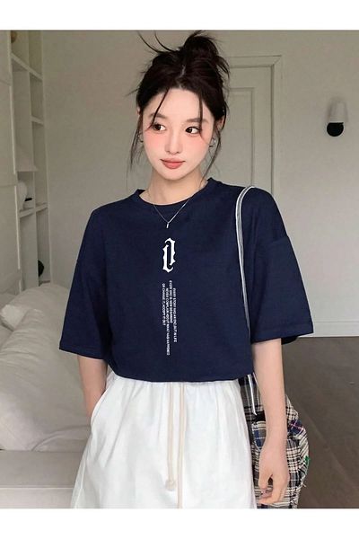 memowear Μπλουζάκι Unisex Story με χαλαρή εφαρμογή Navy Blue
