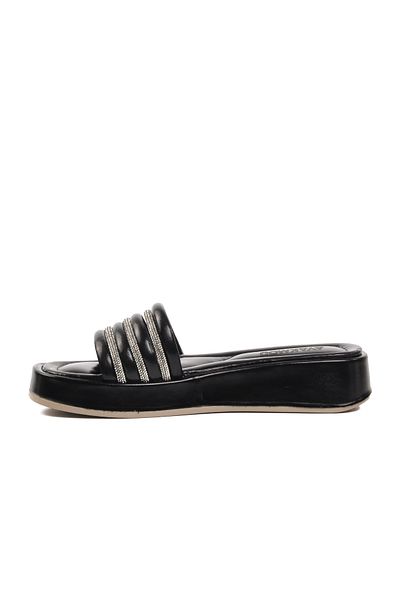 Aspor Black Patent Leather Women's Slippers
