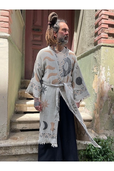Bohoyasam Men's Kaftan, Men's Kimono, Kimono, Festival Kaftan, Home Bathrobe,...