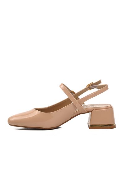 Aspor Nude Nut Patent Leather Women's Heeled Shoes