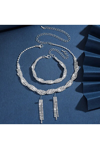 Monarque Silver Color 3 Piece Set Women's Gift Valentine's Gift Birthday Mother's Day Gift