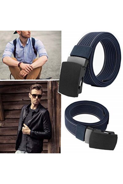 PUFO Curea bărbătească Casual Fit 3,8 x 120 cm, cataramă metalică, albastră