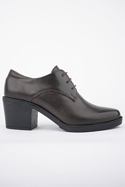 GRADA Καφέ γυναικεία παπούτσια με τακούνι από γνήσιο δέρμα με μυτερή μύτη και...