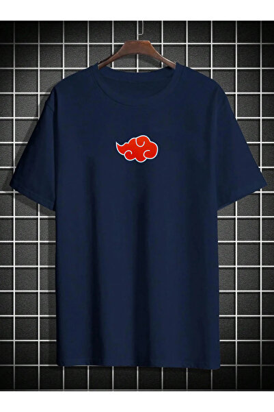 memowear Унісекс футболка з принтом ніндзя Акацукі Аніме з розслабленим принтом темно-синього кольору