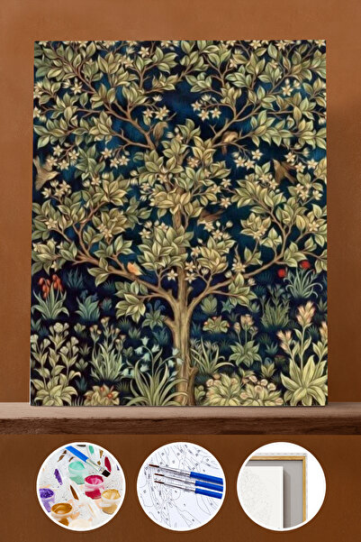 kendinyaphobi Yaşam Çiçeği Sayılarla Boyama Seti Çerçeveli Kasnaklı