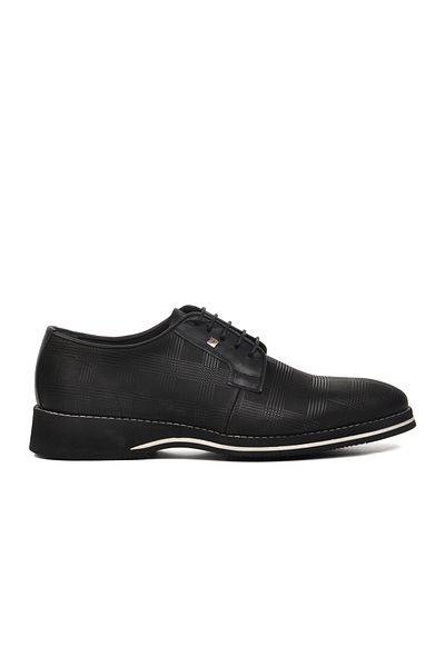 Fosco Black Patterned Men's Classic Shoes