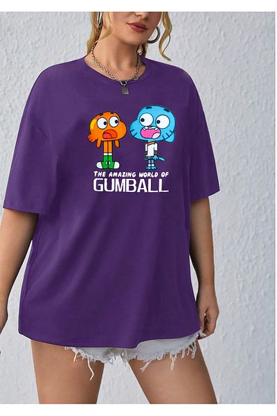 halowear Μωβ μπλουζάκι Unisex Gumball με χαλαρή εφαρμογή