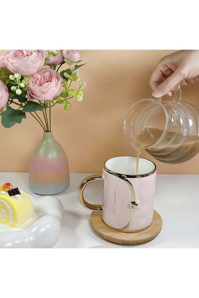 PUFO Fashion Time ceramic mug for coffee or tea, 350 ml, pink