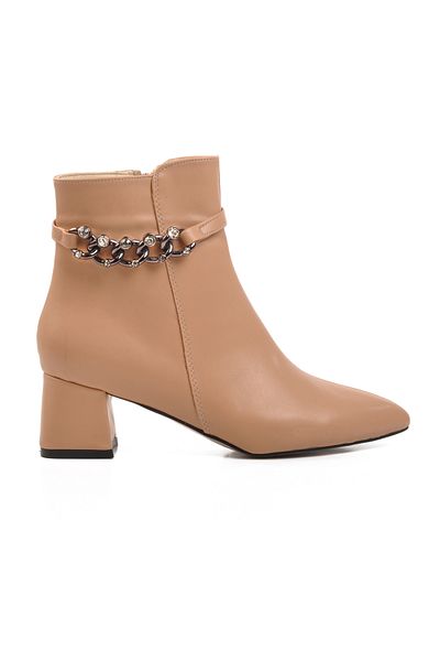 Aspor Nude Nut Polyurethane Women's Heeled Boots