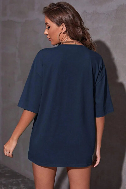 qavnas Unisex tričko Alpha s potiskem ležérního střihu v námořnické modré