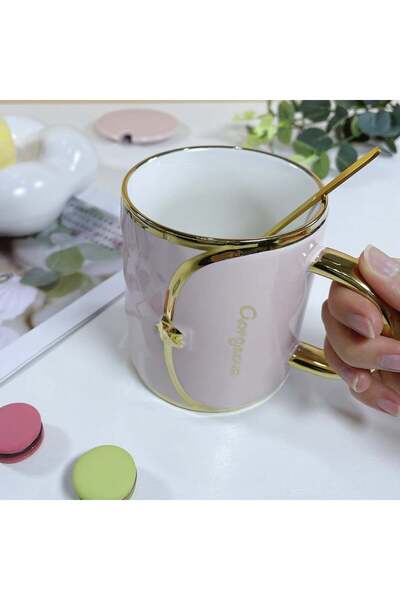 PUFO Fashion Time ceramic mug for coffee or tea, 350 ml, pink