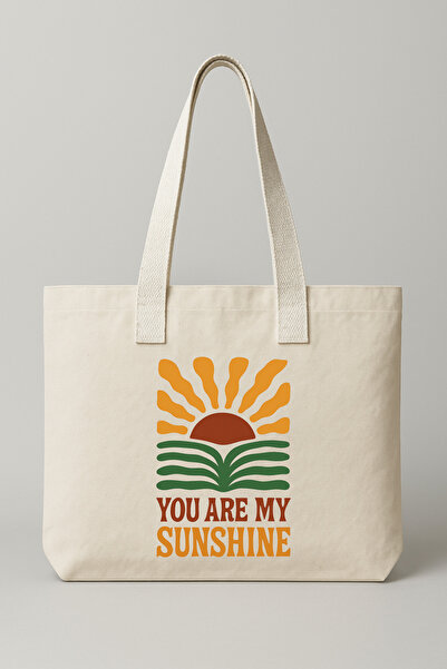 wolka Sunshine Baskılı Körüklü Kalın Kanvas Bez Çanta