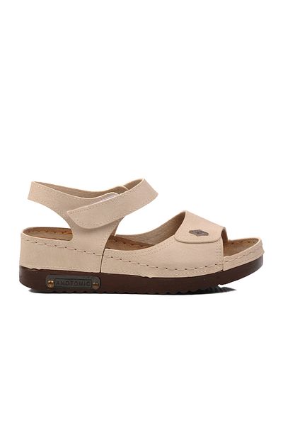 Aspor Beige Women's Flat Sandals