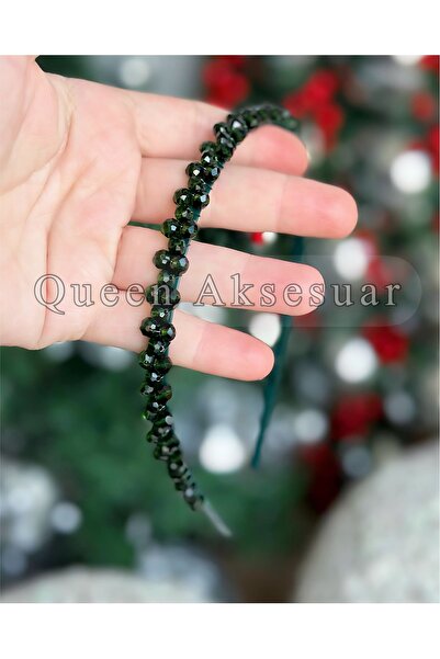 QUEEN AKSESUAR Luxury Design Crystal Stone Embroidered Thin Modern Crown Special Day Crown Shiny Janjan Emerald Green