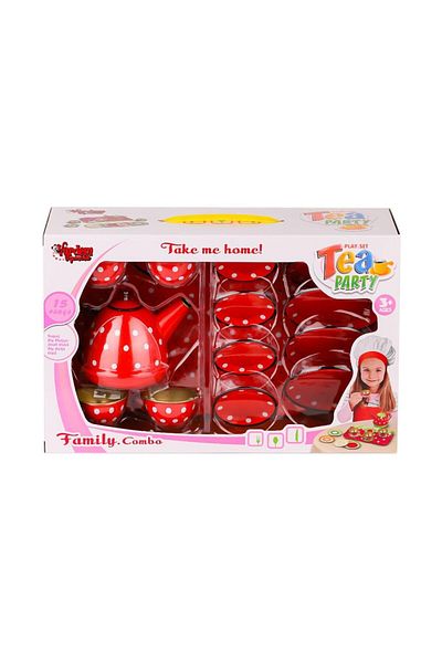 Toptan Bulurum Atf-2020B-2020C Polka Dot Metal Tea Set 15 Pieces -Vardem Toy