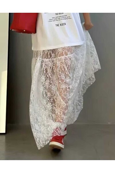 GARDIROZA White Lace Skirt, Flight Lace Skirt, Maxi Guipure Skirt, Maxi White Guipure Skirt