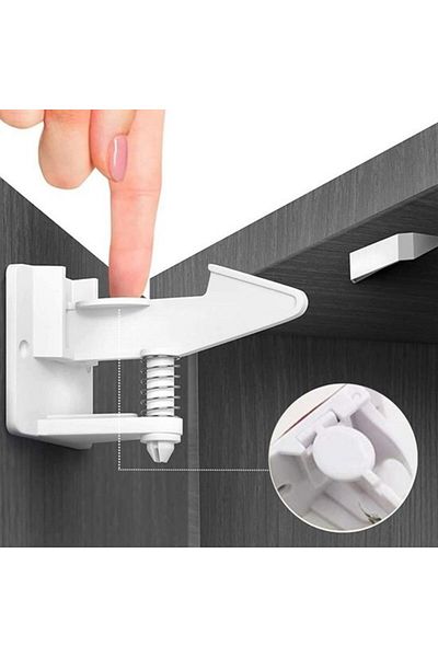 Emperium Baby Child Safety Proof Adhesive Holder Hidden Security Lock for Drawer and Cabinet (5122)