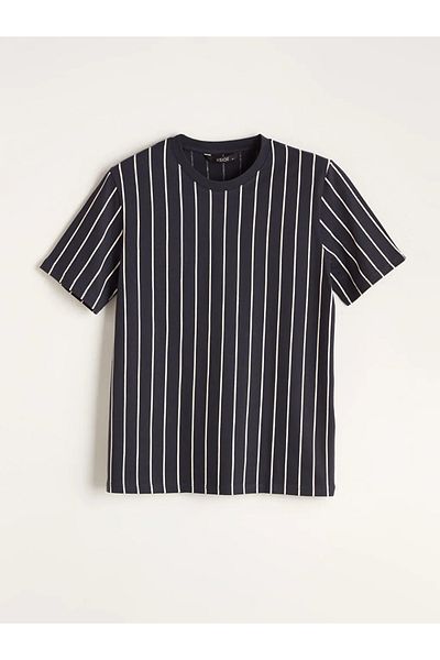 LC Waikiki Ανδρικό μπλουζάκι XSIDE Navy Blue Crew Neck ριγέ
