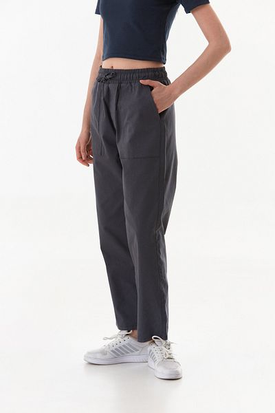 Fulla Moda Gabardine Trousers with Elastic Waist