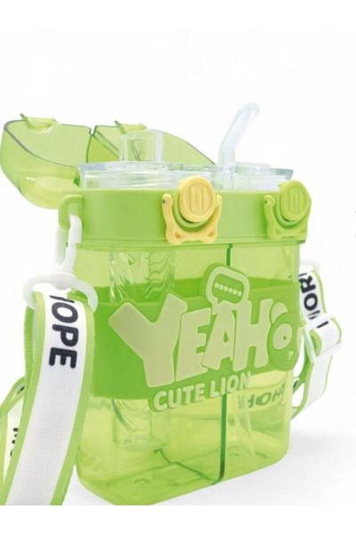 EyER Shoping Yeah Double Compartment Water Bottle - Colorful Neck Strap Double Drinking School Children's Water Bottle Bpa Free Green