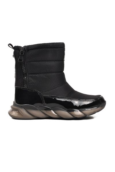Aspor Black Patent Leather Women's Snow Boots