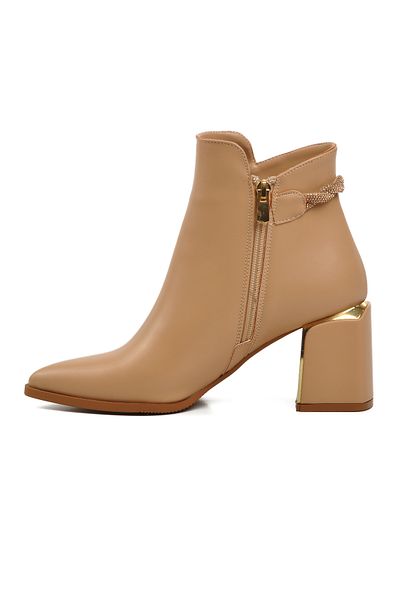 Aspor Nude Nut Fleece Heeled Women's Heeled Boots