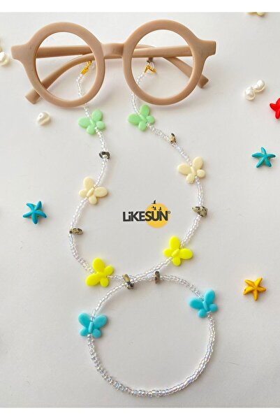 LiKESUN HOME مجموعة الفراشة مطرز النظارات حزام النظارات حبل