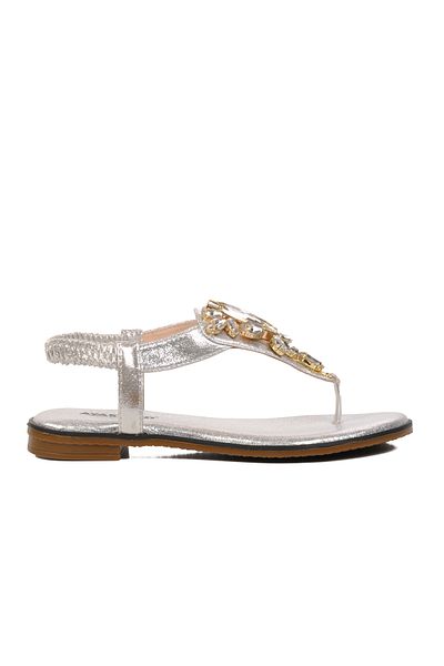 Aspor Silver Gray Women's Flat Sandals
