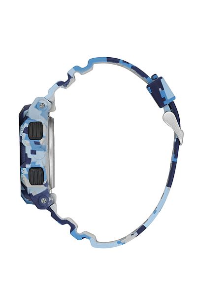 Daniel Klein 8-12 Years Old 7 Lights Digital Alarm-Stopwatch 5 Atm Waterproof Blue Camouflage Men's Watch