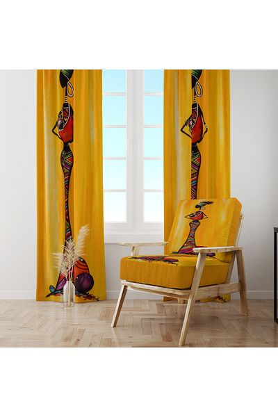 stellahomes Decorative Figure and Abstract Motif Background Curtain – Dynamic and Stylish Design 140X260 cm Single Wing