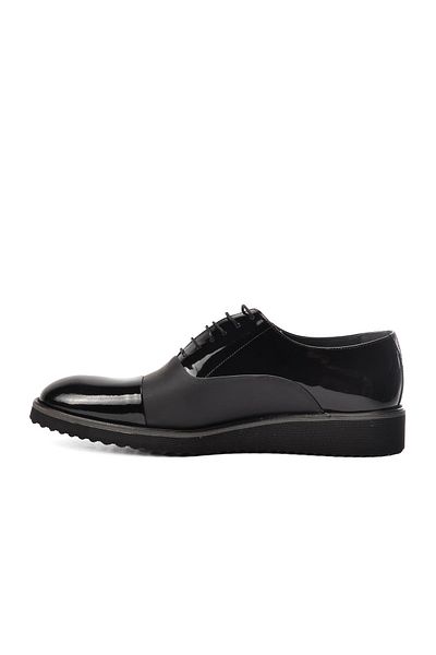 Fosco Black Patent Leather Matte Black Genuine Leather Men's Classic Shoes
