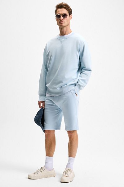 GRIMELANGE Grexon Men's Cotton Regular Fit Light Blue Shorts & Bermuda