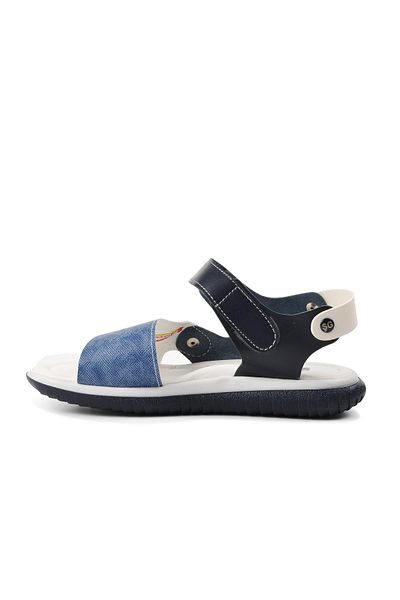 Aspor Navy Blue White Denim Boy's Flat Sandals