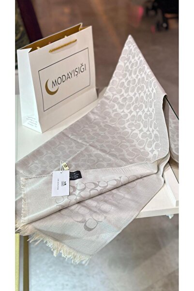 modayışığı C Desen Açık Bej Yün Pamuk Şal