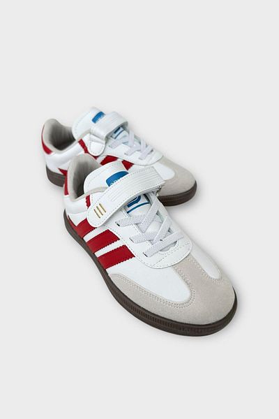 Liger Unisex Velcro Laced Children's Sports Shoes White - Red