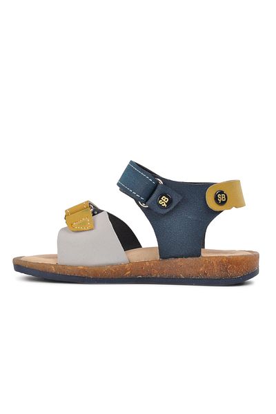 Aspor Navy Blue Beige Mustard Comfort Boy's Flat Sandals