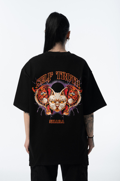 Nhara Unisex Oversize Self Truth Μαύρο T-shirt